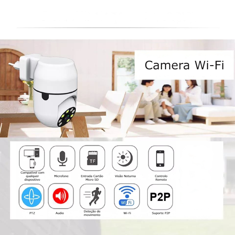 Câmera Wi-fi Inteligente- Plug and Play