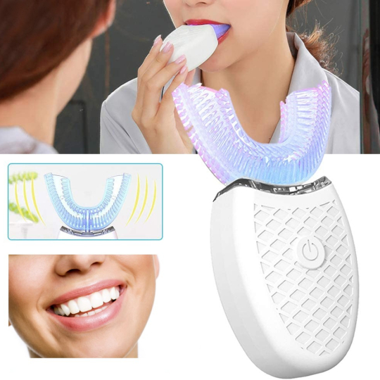 Escova de Dentes Elétrica em Forma de U - Limpeza, Massagem e Branqueamento