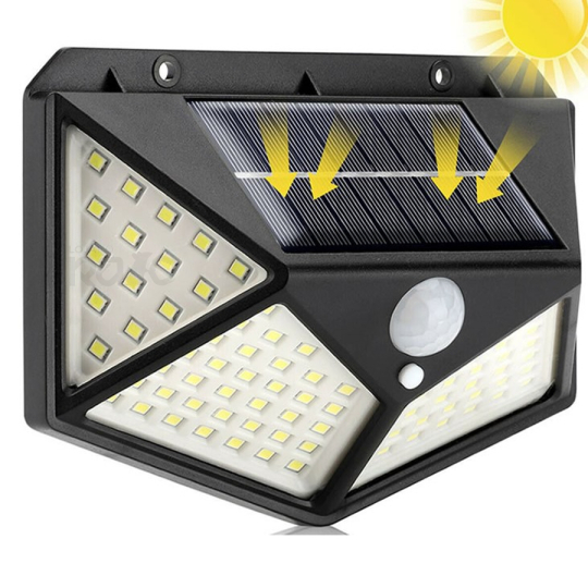 Luz Solar com Sensor de Movimento Preta 100 LEDS