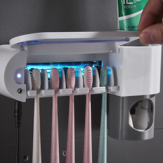 Suporte de Esterilização p/ Escova de Dentes e Dispensador Automático